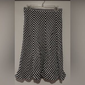 Michael Kors Black and White Chevron A-Line Skirt